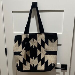 Panache Apparel Black and Cream Zigzag native style Tote